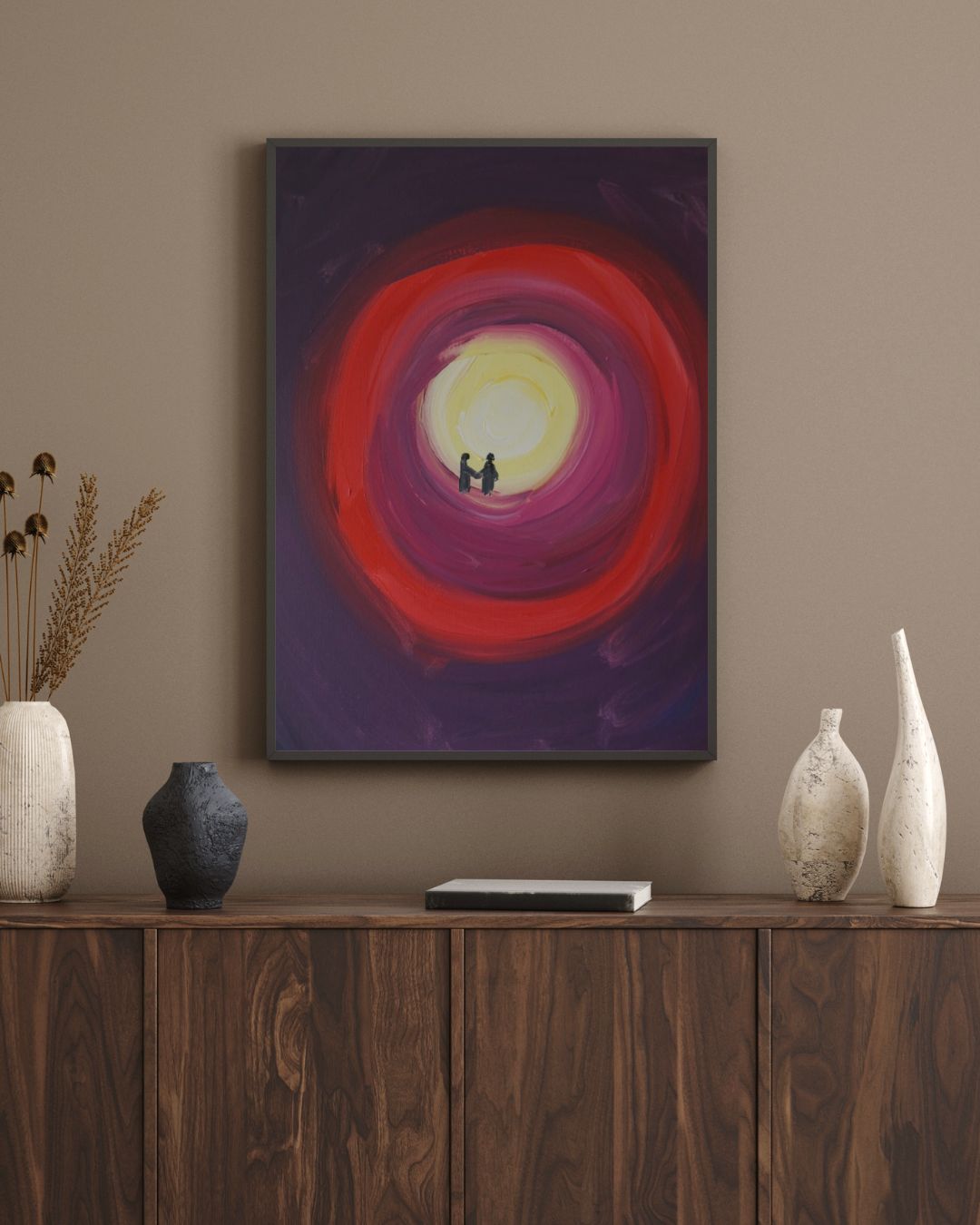 Follow the light (a study) print framed in a room